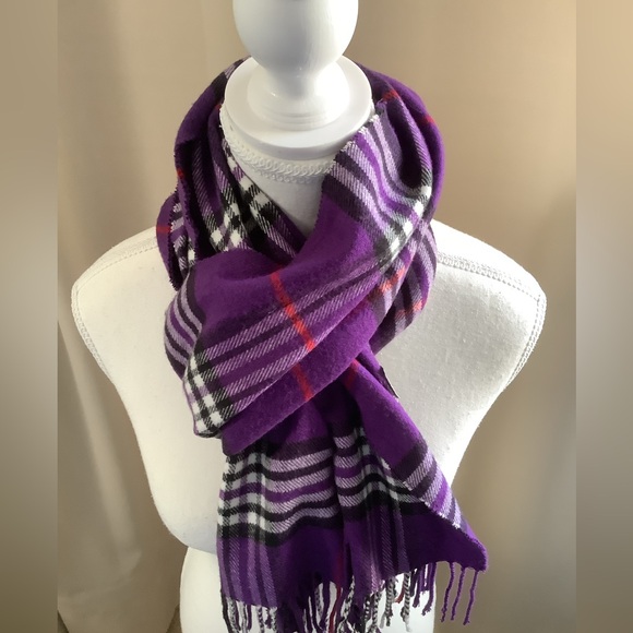 Accessories - Cashmere Feel Purple Plaid Women's Scarf